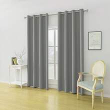 Ystyle Curtains Set Of 2, Thermal Curtain Cold Protection, Outdoor Curtain Weatherproof With Eyelets, Blackout Curtain, Opaque Curtains, Curtains Living Room, Thermal Curtain Heat Protection - 淺灰色 - 查看 2