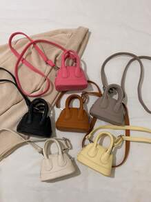 1pc Cute Girl Niche High-End Girl Bag New Candy Color Mini Cute Shell Bag Can Be Cross-Body Handbag Small Bag Litchi Pattern Pu Material Fashionable Girl Bag Is Very Suitable For Taking Out To Play And Can Also Be Given As A Gift To Friends