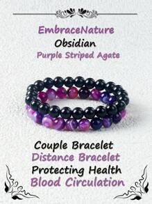2pcs/Set Natural Stone Bracelet Amethysts Fluorite Green Aventurine Turquois 8mm Beads Bracelet Set