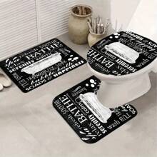 4pcs Bathtub Shower Curtain Gift Modern Home Bathroom Decoration Curtain And Toilet Floor Mat 3-Piece Set With 12 Shower Curtain Hooks Fall Decor Bathroom Accessories Back To School