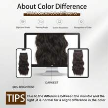 Megito Hair Extensions Clip In 4PCS Hair Extension Long Wavy Full Head 20Inch Clip In Hair Extension Synthetic Fiber Hair Pieces For Women - Ash Brown with Highlights - 查看 7