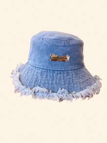 毛边渔夫帽，字母标签，时尚百搭轻便渔夫帽，情人节礼物