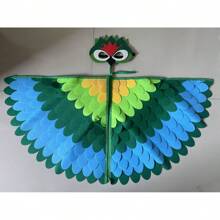 1PC Bird-Wings-Costume For Kids Dress Up, Felt Feathered Festive Attire Set - Felt Non-Woven Fabric Masks And Wing Sets For Hummingbirds, Phoenixes, Hawks, Green Parrots, Costume Hallowen Party, Bird-Costume-Peacock-Wings For Kids With Bird, Gift For Girl Boys, Interactive Game, Party Game, Holiday Accessory