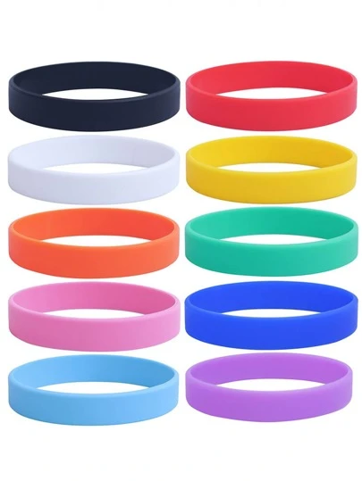 15件/5件/1件夏季男女糖果色硅胶腕带，适用于音乐会、电子音乐活动、运动场所、沙滩派对、时尚服饰，多种颜色可供选择