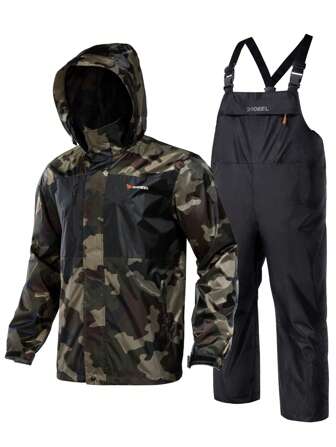 RODEEL 男士防水钓鱼雨衣 防风、透气、快干、多口袋设计、带钩环袖、可调节工作服，非常适合户外运动爱好者