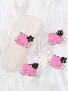 Sanrio 30pcs 3D Alloy Kitty Cat Kawaii Nail Designer Charm,30PCS Cute Kitty Cat Cartoon Nail Art Crystal Rhinestone DIY Metal Nail Stone,Nail Charm Gifts For Women Girls