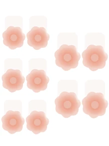 5 Pairs Reusable Silicone Invisible Bra Nipple Covers, 6.5cm, With Leak-Proof Pad And Protector, Strong Adhesive, Reusable Invisible Bra - Multicolor - View 8