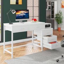 Computer Desk, 40 Inch Office Desks With 5 Drawers, Writing Table, PC Desks, Sturdy And Durable Desk For Home Office - White - View 5