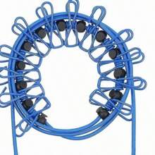 1 Pack Portable Clothesline With 12 Clothespins, Adjustable Elastic Travel Camping Clothesline, Windproof Travel Elastic Retractable Bungee Clothesline For Backyard, Resort Hotel, Balcony Clothes Drying