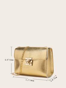 1 pezzo Borsa a tracolla a catena con stampa di lucertola e chiusura a gancio, borsa a spalla, portamonete, adatta per uso quotidiano, feste, ideale come regalo - Borsa con motivo lucertola - Visualizzare 4