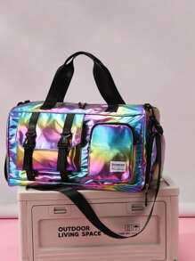 Sac de voyage grande capacité léger arc-en-ciel laser perle - organisateur de gym étanche séparation humide/sec avec compartiment à chaussures indépendant pour la saison scolaire, fitness, yoga et voyage. Sac de week-end, sac de sport, sac de voyage, sac de bagage cabine, sac d'école, sac de week-end, sac d'hôpital, sac de vacances d'hiver pour l'école, accessoires scolaires, fournitures scolaires