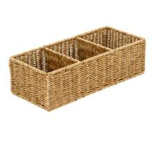 Wicker Basket With 3 Compartments, Woven Baskets For Organising, Storage Basket, Toilet Tank Basket, Bathroom Counter Organiser, Bedroom Organisation, Resin Wicker 1pc, Toilet Paper Basket,Bathroom Basket - Brown - View 2