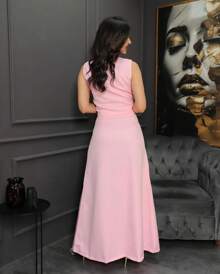 Women's Premium Tailoring Set Modern Elegant Vest/Long Skirt With Front Slit /PARTY/EVANGELIA FASHION/SUMMER 2025 - 淺粉色 - 查看 3