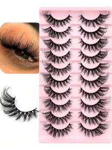 10 Pairs Luxury Dramatic 3D Fluffy Eyelashes With Wet Effect And Moisturized Feeling, Reusable False Lashes Suitable For Beginners - Cat Eye Lashes - View 5