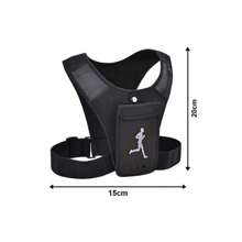 Reflective Running Vest With Phone Holder With Pockets Chest Strap Cell Phone Holder For Cycling - Black - View 6