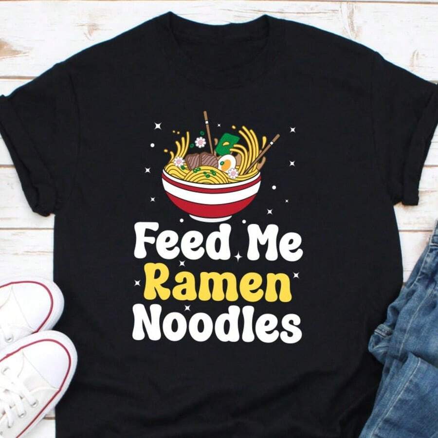 Feed Me Ramen Shirt, Funny Ramen Noodles Shirt, Japanese Anime Food Shirt, Ramen Lover Shirt, Ramen Noodles Lover Shirt, Samyang Lover Shirt - Black - View 1