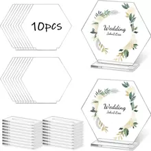 10pcs Acrylic Transparent Blank Wedding Hexagon Table Cards DIY Wedding Guest Birthday Party Seating Card - Multicolor - View 1