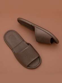 Foldable & Portable Slip-On Travel Slippers, Non-Slip For Swimming, Business Trip, Hotel Use - Coffee Brown - View 3