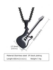 1 pièce Collier de guitare personnalisé, pendentif en acier de titane, chaîne de pull unisexe hip hop rock personnalisée, bijou en acier inoxydable - Multicolore - Voir 6