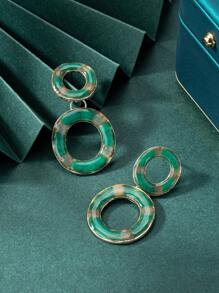 Spring/Summer Vacation Style Colorful Enamel Round Hoop Earrings, Vintage Design, Everyday Wear For Women