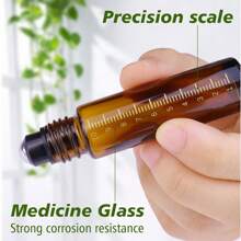 24pcs Essential Oil Roller Bottles With Scale, 1/3 Oz Amber Glass Roller Balls For Essential Oils, 10ml Empty Rollerball Bottles For Travel Refillable Roll On Perfume (Amber)