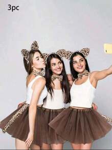 3pcs/Animal Costumes Are Suitable For All Kinds Of Holiday Rave Party Cosplay Costumes Prom Halloween - Leopard - View 7