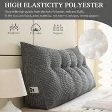 Cozy Velvet Headboard Pillow Triangular Bed Wedge Pillow Cushion Large Bolster Backrest Positioning Support Bed Sofa Rest Reading Pillow With Removable Washable Cover - Màu xám đen - Xem 2