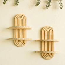 1pc Simia Wall Mounted Bookshelf/Wall Storage Rack/Boho Style Display Rack/Pine Hanging Rack Room Decors Garden Decor Wedding Decor Home Decors