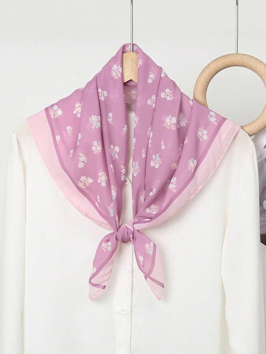 1pc Simple Print 70cm Square Scarf, New Spring Bandana Versatile For Women As Waistband, Accessory, Hair Wrap, Fashion Neckerchief - Multicolor - View 1