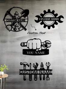 1pc Personalized Craftsman Metal Logos, Customizable Toolmakers' Workshop Wall Decorations, Mechanical Design Metal Crafts, Garage Art Gifts, Workshop Wall Art, Tool Repair Metal Logos, Dad Gifts, Husband Gifts, Industrial-Style Logo Gifts, Home And Office Decor Birthday Graduation