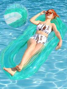 1 Set Inflatable Pool Floats, Sunbathing Water Backrest Lounger With Foot Pedal Inflatable Pump, Beach Sun Tanning Floating Raft, Fine Mesh Design To Ensure Entire Body Is Submerged In Water, PVC Wear Resistant Material, Floating Mattress Mat For Rivers And Lakes With Pillow, Water Hammock, Air Couch, Floating Chair Raft, Private Pool Lounger For Adults Ladies Men Summer Water Parties And Entertainment Vacations Resting, Beach Essentials, Beach Accessories - Multicolor - View 6