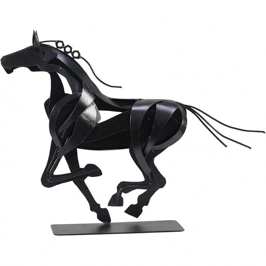 Metal Decor Horse Statue, Western Home Decor Rustic Decorations, Horse Crafts Horse Art Sculpture, Best Gifts For Horse Lovers (Black)