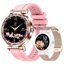 EIGIIS Montre connectée pour femmes Écran HD 1,27" Tracker de fitness Fonction d'appel entrant/sortant Étanche Tracker d'activité avec suivi du sommeil Podomètre Smartwatch de sport compatible Android iOS