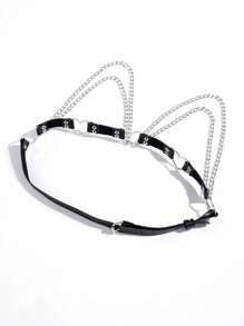 1pc Black Heart Buckle Waist Belt For Women, Suitable For Street, Party, Date Or Holiday Gathering Wear - Black - View 4