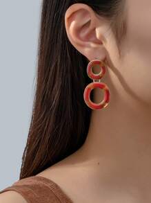 Spring/Summer Vacation Style Colorful Enamel Round Hoop Earrings, Vintage Design, Everyday Wear For Women
