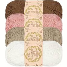 4pcs Soft Acrylic Yarn Skeins - 100% Acrylic, Fluffy & Soft, Suitable For Beginner Crochet Projects - Great For Hats, Gloves, Clothing, Blankets - Multi Colors (Beige, Cream, Yellow), Crochet Yarn