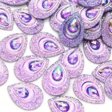 30 piezas/paquete de lentejuelas de resina con forma de lágrima de cola de pavo real de gran tamaño, tamaño de 18*25mm, diamantes de resina con forma de ojo, cristales de resina AB, para manualidades de disfraces de baile - Multicolor - Ver 18
