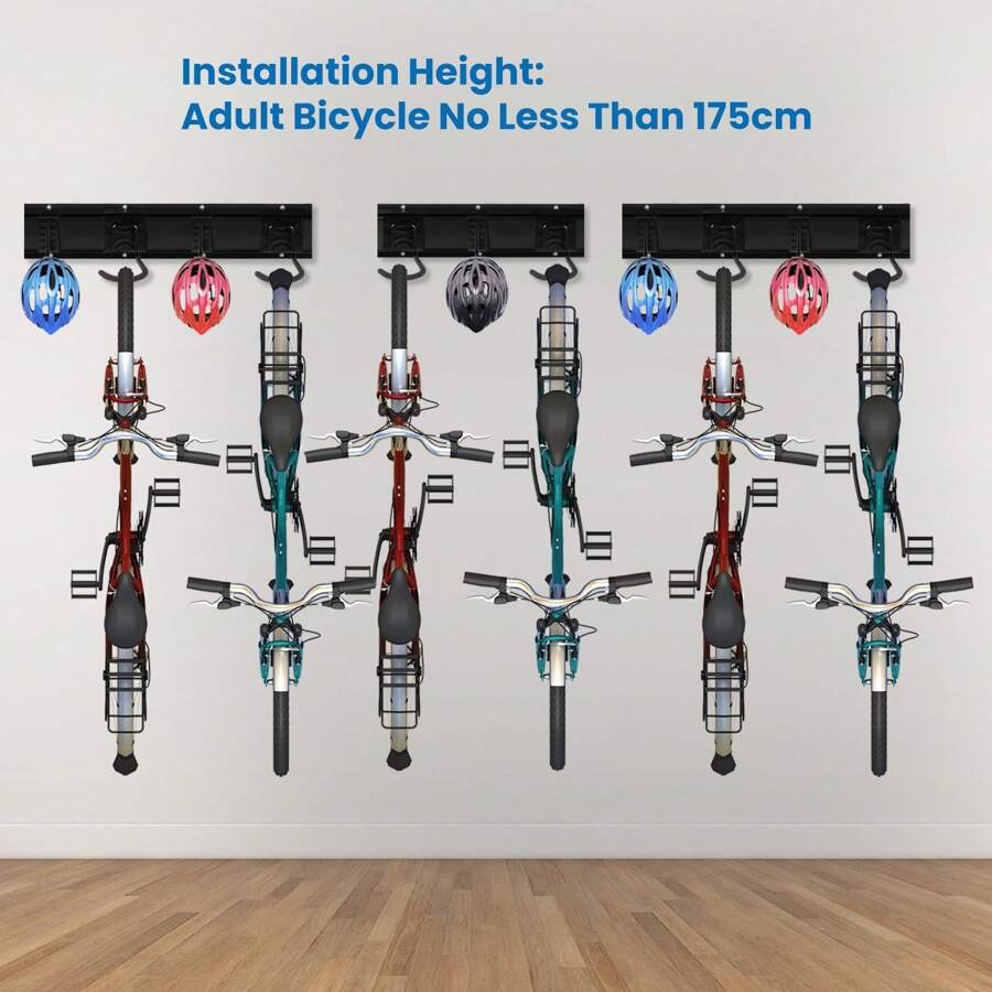 Bike Rack Wall Mounted, 4 Bicycles + 3 Helmets, Space Saving Vertical Bike Rack, Garage Bike Hangers, Indoor Cycle Stands Storage Holder For Road Bikes - 6 Bicycles + 4 Helmets - View 1