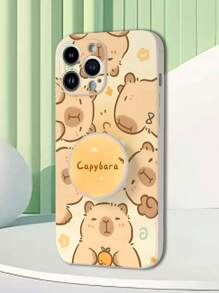 1 st. Wit TPU Cartoon Peer Patroon Anti-Drop Telefoonhoesje En 1 st. Cartoon Peer Patroon PC 360° Draaibare Opvouwbare Standaard