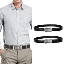 2 件套 2025 经典男士自动扣真皮腰带复古时尚休闲腰带适合职场、四季 - 黑色*2 - 查看 4