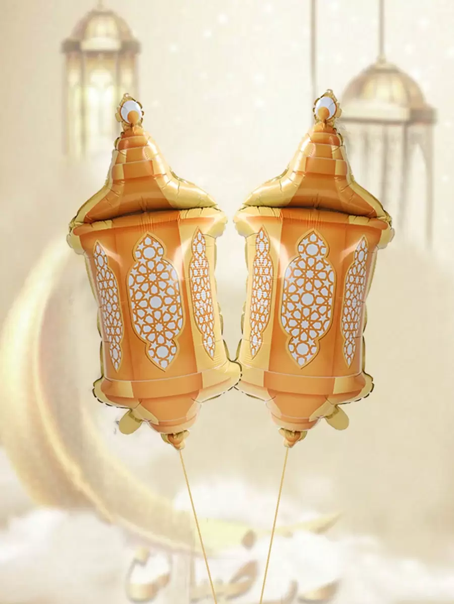 3 件/套 EID 灯笼形铝箔气球配金色丝带，开斋节派对背景装饰用品，斋月节日派对居家房间装饰气球，开斋节礼物派对礼品 - 燈籠 - 查看 1