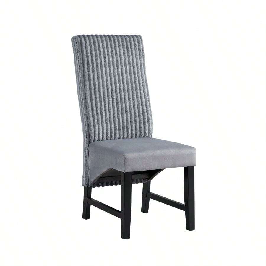 Kini Gray Corduroy And Black Finish Side Chair Set Of 2