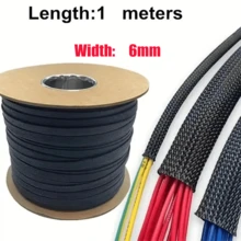 1m - 6mm Inch Cord Protector Wire Loom Tubing Cable Sleeve Split Sleeving For USB Power, Audio Video Cable - Protect Cat From Chewing - Black - View 5