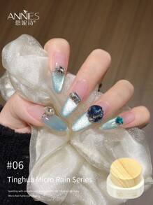 annies 12g/Pc Raindrops Cat Eye Nail Polish Gel Kit, 6 Colors, 2025 New Delicate Sparkling Glass Pearl Cat Eye Cure Gel Manicure, Professional Salon Use