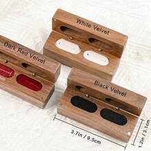 1pc Walnut Wood Long Rectangular Double-Ring Box, Wedding Proposal Engagement Anniversary Gift For Newlyweds, Birthday, Valentine's Day, Personalized Ring Box, Thin Unique Ring Holder, Modern Country Wedding Back To School