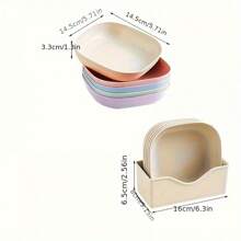 10 Square Plastic Dinner Plates - Perfect For Snacks And Breakfast! Kitchen And Dining Room Utensils. - 10 - View 4