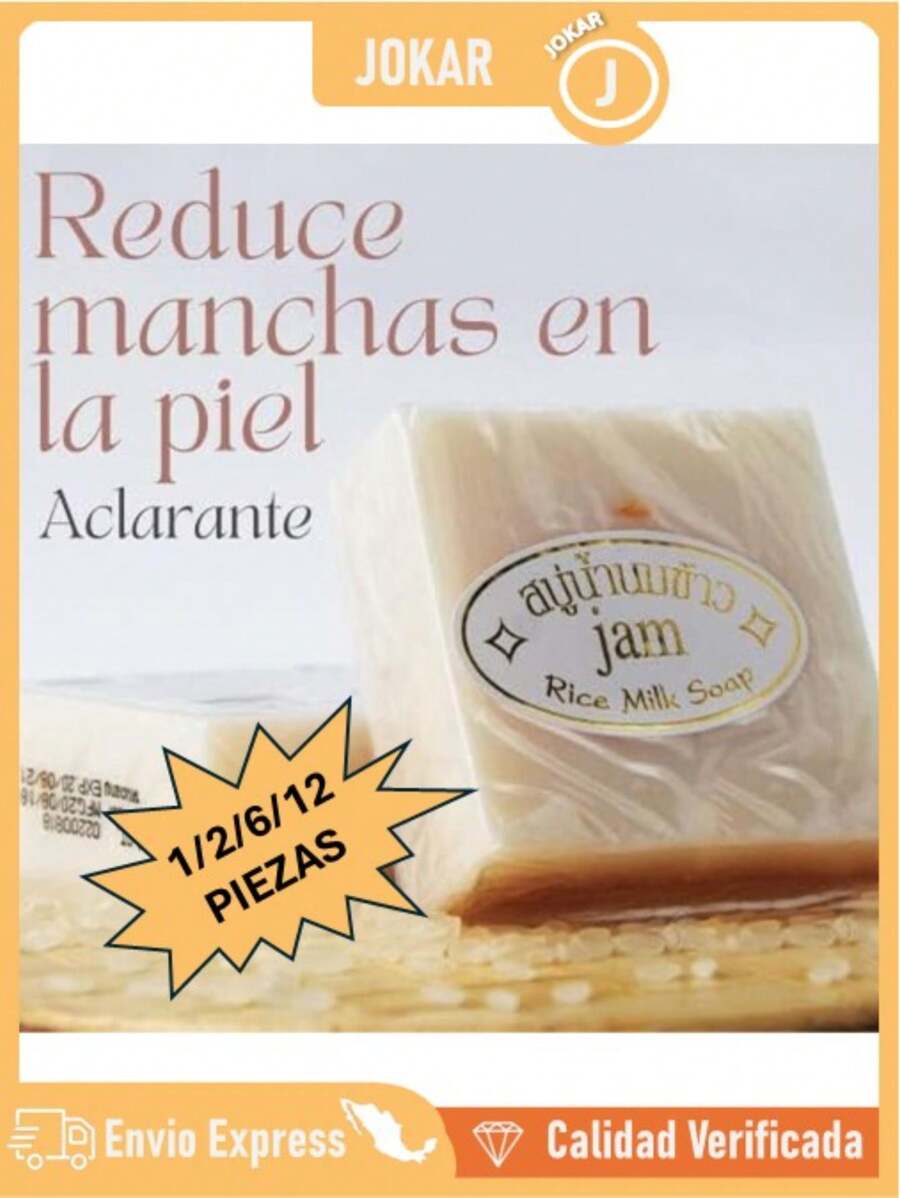 1/2/3/5/6/12/24 Piezas Jabon de Arroz Tailandes White Rice Aclarador Blanqueador Cuerpo Cara - Blanco - Ver 1