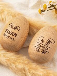 Personalized Engraved Wooden Easter Egg, Easter Basket Decorations, Easter Egg Name Tags, Easter Party Favors, Baby First Easter,Multi-Functional,Ornamental,Letter,Stylish,Modern,Colorful,Kawaii,Adorable,Cute,Casual,Custom,Personalised,Unique,Customized,Son,Daughter - Easter Eggs - View 4