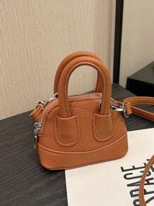 1pc Cute Girl Niche High-End Girl Bag New Candy Color Mini Cute Shell Bag Can Be Cross-Body Handbag Small Bag Litchi Pattern Pu Material Fashionable Girl Bag Is Very Suitable For Taking Out To Play And Can Also Be Given As A Gift To Friends