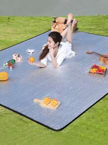 1 pieza Colchoneta de camping a prueba de humedad, lona para tienda de campaña gruesa con lámina de aluminio de doble cara, impermeable, manta de picnic